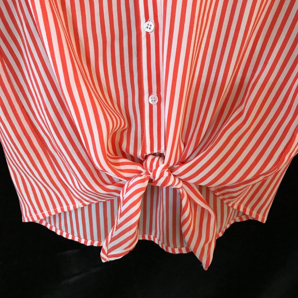 Joie Edaline Striped Silk Shirt Tie Orange XS - Picture 4 of 7